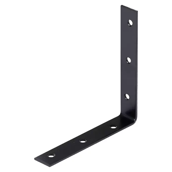 Stabilit Stuhlwinkel - L x B x H: 125 x 22 x 125 mm, Stahl, Beschichtet - Schwarzer L-Winkel aus Metall mit sechs Schraublöchern zur Befestigung.