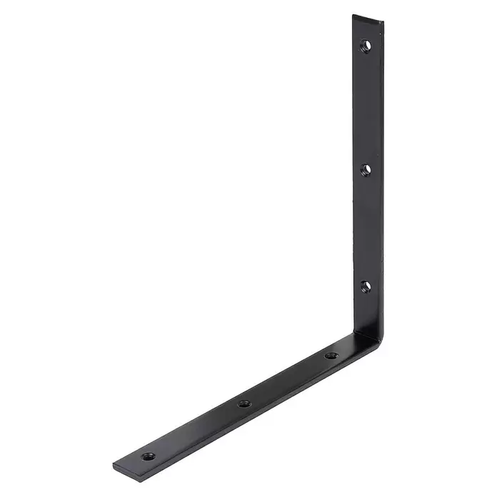 Stabilit Balkenwinkel - L x B x H: 250 x 26 x 250 mm, Stahl, Beschichtet - Schwarzer L-förmiger Metallwinkel mit Schraubenlöchern.