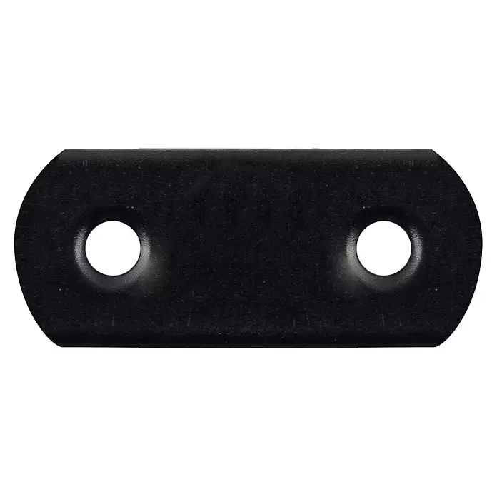 Stabilit Flachverbinder - L x B: 37 x 16 mm, Verzinkt, 1 Stk. - Schwarze, rechteckige Platte mit abgerundeten Enden und zwei runden Löchern, vermutlich eine Verbindungs- oder Montageplatte.