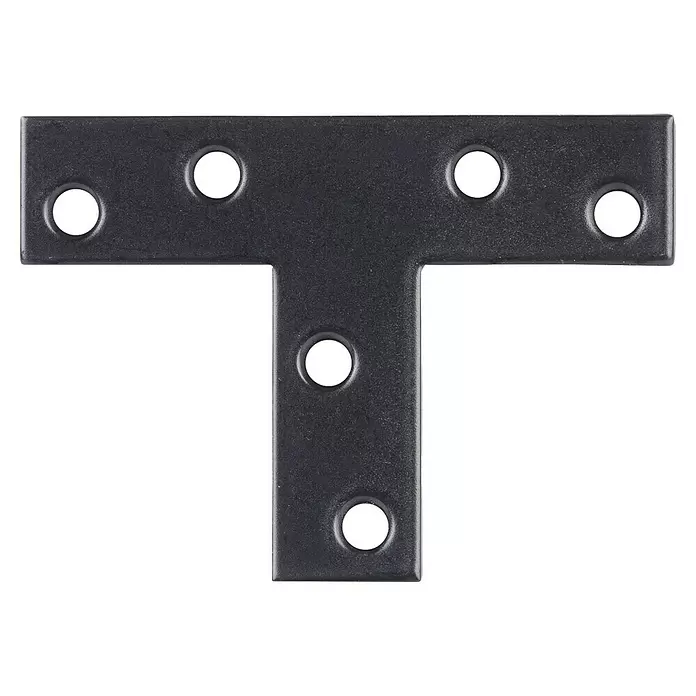 Stabilit Escuadra de silla - L x An: 70 x 16 mm, Negro, Acero - Escuadra metálica en forma de T de color gris oscuro con seis orificios pretaladrados para fijaciones.