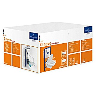 Villeroy & Boch O.novo Wand-WC-Set (Spülrandlos, Ohne Spezialglasur, Spülform: Tief, WC Abgang: Waagerecht, Betätigungsplatte weiß)