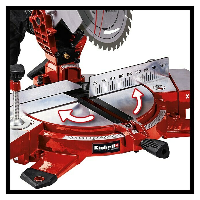 Einhell Power X-Change Akku-Kappzugsäge TE-MS 18-210 Li-Solo18 V, Ohne Akku, Durchmesser Sägeblatt: 210 mm, Leerlaufdrehzahl: 3.000 U/min Detail Shot