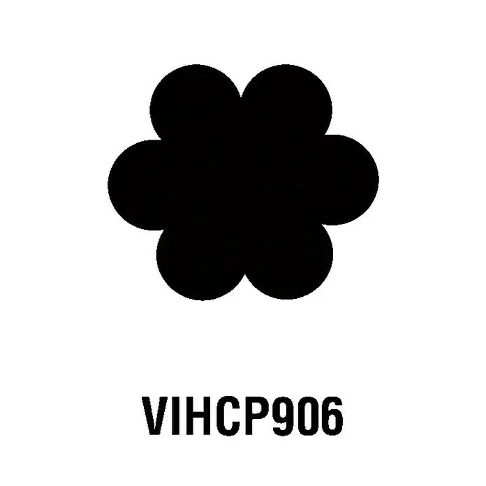 Artemio Perforadora 1/2" - Flor, 3,5 x 3,5 cm - Icono negro de pétalo de flor con la designación VIHCP906 para la identificación del producto.