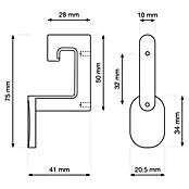 Walteco Garderobna kuka Kloter  (D x Š x V: 75 x 20,5 x 41 mm, Crna) | BAUHAUS