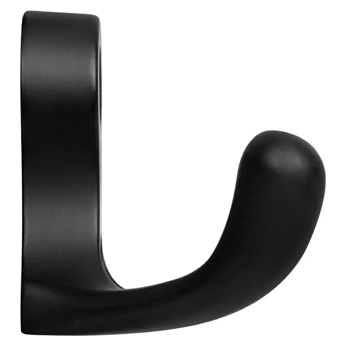 Walteco Garderobenhaken Romero II - L x B x H: 30 x 57 x 28 mm, Anzahl Haken: 2 Stk., Mattschwarz - Schwarzer, moderner Wandhaken mit abgerundetem Ende. Ideal für Bademäntel oder Handtücher.