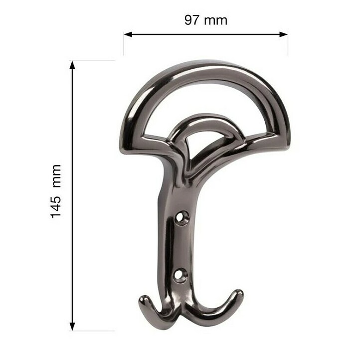 Walteco Garderobna kuka Bolero  (D x Š x V: 145 x 97 x 52 mm, Broj kuka: 2 Kom., Crna) | BAUHAUS