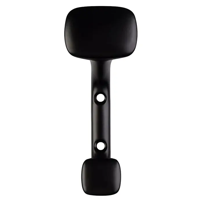 Walteco Garderobenhaken Montorio - L x B x H: 110 x 45 x 40 mm, Anzahl Haken: 2 Stk., Schwarz - Ein schlanker, schwarzer Möbelgriff mit abgerundeten Enden und zwei Befestigungslöchern für eine einfache Montage.