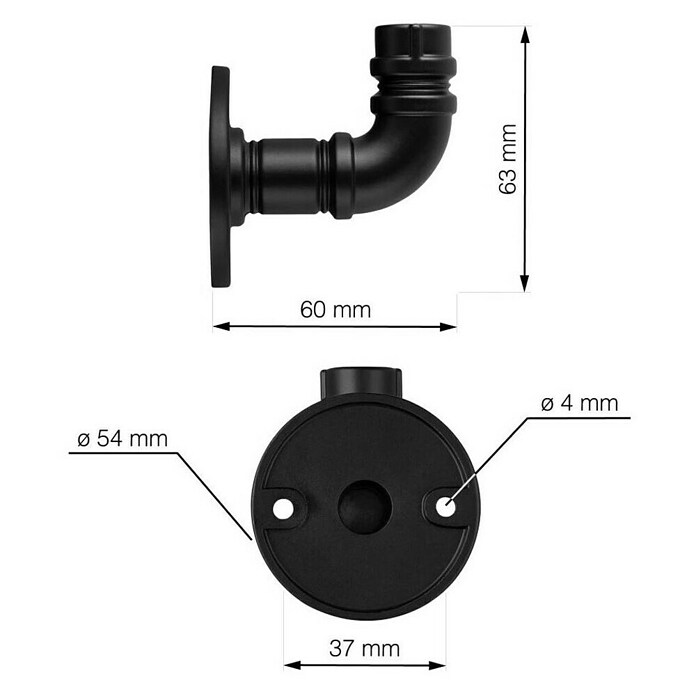 Walteco Garderobna kuka Rustic  (Promjer: 54 mm, Crna) | BAUHAUS