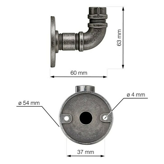 Walteco Garderobna kuka Rustic  (Promjer: 54 mm, Srebrna) | BAUHAUS