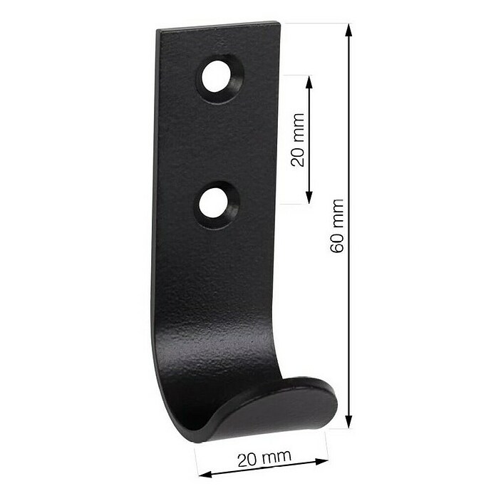 Walteco Garderobna kuka A1  (D x Š x V: 60 x 20,2 x 30,5 mm, Crna) | BAUHAUS