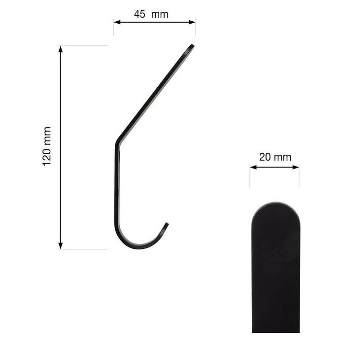 Walteco Garderobna kuka A2  (D x Š x V: 119 x 20,2 x 45 mm, Crna) | BAUHAUS