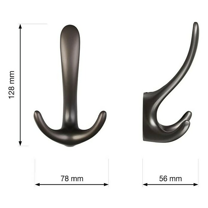 Walteco Garderobna kljuka Trillo  (Do x Š x V: 128 x 78 x 56 mm, Število kaveljčkov: 3 kos) | 1188 - Garderoben | AAEE - Garderoben | AAE - Beschläge | AA - Eisenwaren | A - Eisenwaren | BAUHAUS