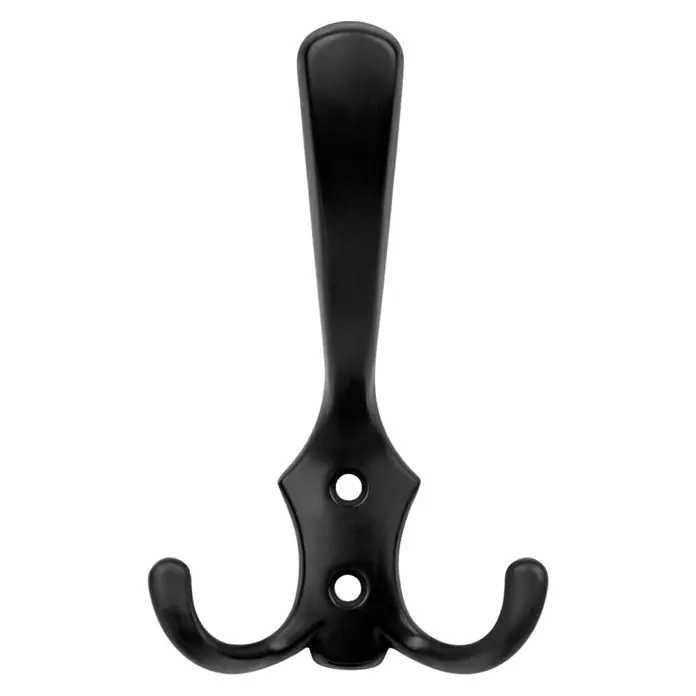 Walteco Garderobenhaken Romana I - L x B x H: 125 x 77 x 75 mm, Anzahl Haken: 3 Stk., Mattschwarz - Schwarzer Wandhaken mit zwei Haken zum Aufhängen von Jacken oder Hüten.