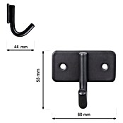 Walteco Garderobna kuka  (D x Š x V: 53 x 60 x 44 mm, Crna) | BAUHAUS