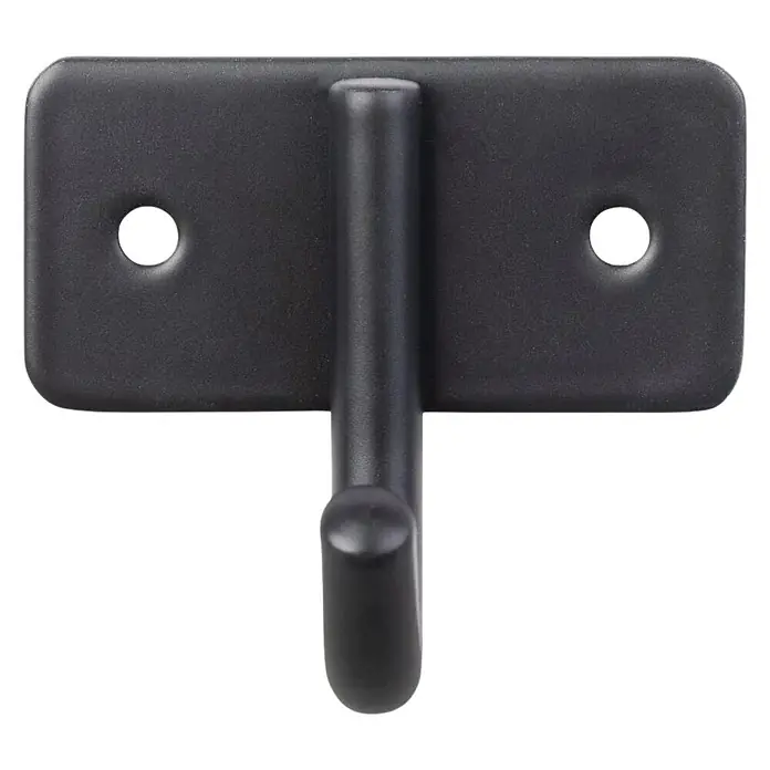 Walteco Garderobenhaken - L x B x H: 53 x 60 x 44 mm, Anzahl Haken: 1 Stk., Mattschwarz - Schwarzer Haken mit zwei Löchern zur Befestigung. Ideal für Handtücher, Jacken oder andere leichte Gegenstände im Haushalt.
