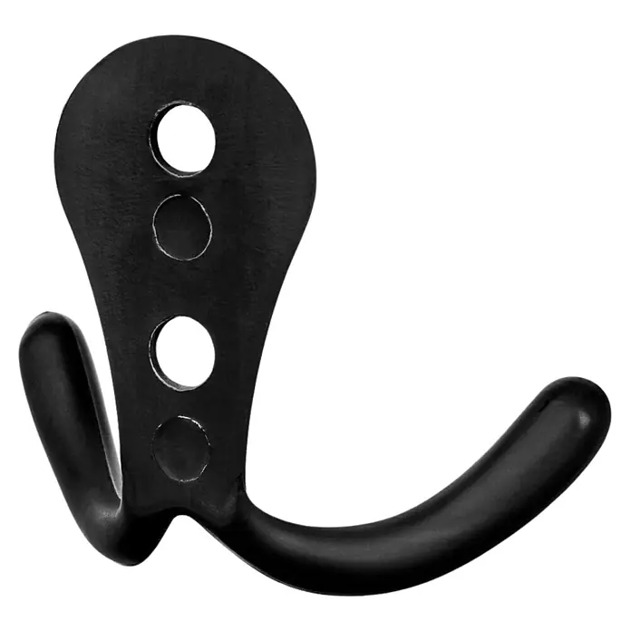Walteco Garderobenhaken Romero II A - L x B x H: 44 x 54 x 24 mm, Anzahl Haken: 2 Stk., Mattschwarz - Schwarzer Wandhaken mit vier Löchern zur Befestigung, ideal für Jacken, Hüte oder Handtücher im Flur oder Bad.