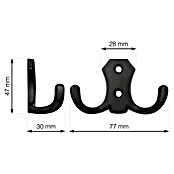 Walteco Garderobna kljuka Romana II  (Do x Š x V: 77 x 47 x 30 mm, Število kaveljčkov: 2 kos) | Kljuke za obešanje | Oprema za garderobe | Pohištvo | Dekoracija stanovanja | Izdelki | BAUHAUS