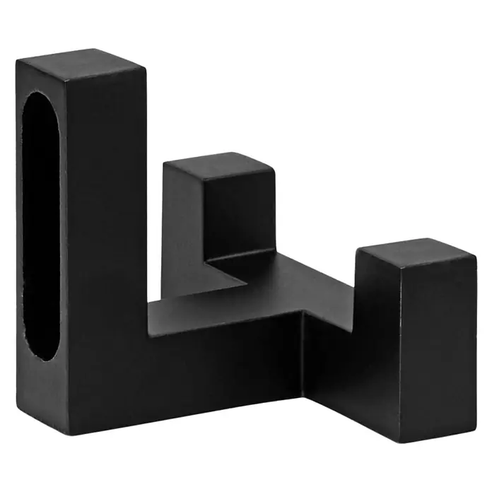 Walteco Garderobenhaken Regen I - L x B x H: 52 x 40 x 40 mm, Anzahl Haken: 2 Stk. - Moderne schwarze Wandhakenleiste.