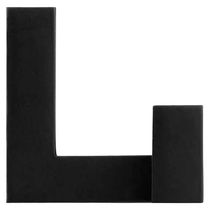 Walteco Garderobenhaken Regen I - L x B x H: 52 x 40 x 40 mm, Anzahl Haken: 2 Stk. - Eine stilisierte schwarze "L"-förmige Dekoration, die für moderne Innenräume geeignet ist. Ideal für minimalistische Designkonzepte.