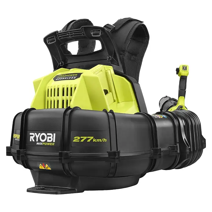 Ryobi Max Power Akku-Laubbläser RY36BPXB-0 Whisper - Ohne Akku, Blasgeschwindigkeit: 277 km/h, Blasleistung: 20,2 m³/min - Hier ist ein Ryobi Maxpower Akku-Laubbläser mit Rucksackfunktion. Starker, kabelloser Laubbläser für effizientes Arbeiten im Garten.