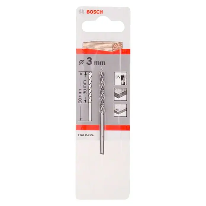 Bosch Broca para madera en espiral - 1 ud., Diámetro de la broca: 3 mm - Broca para madera Bosch de 3 mm: Broca de precisión para trabajos de madera limpios, ideal para perforaciones precisas y sin astillas.