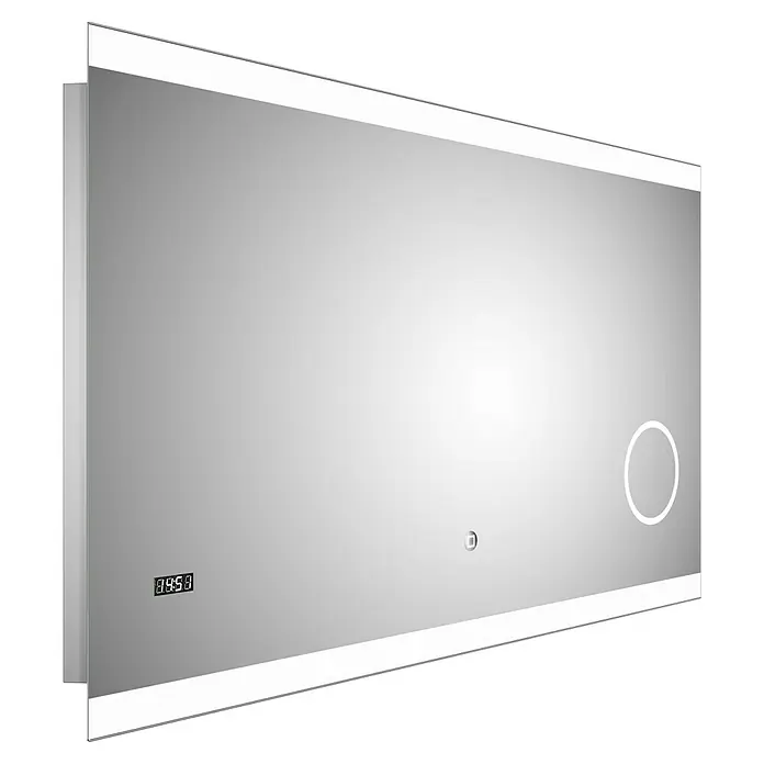 DSK Lichtspiegel Silver Shine 2.0 - 120 x 70 cm - Ein modernes, rechteckiges Badezimmerspiegel mit LED-Beleuchtung und Digitalanzeige für eine stilvolle und funktionale Badezimmerausstattung.