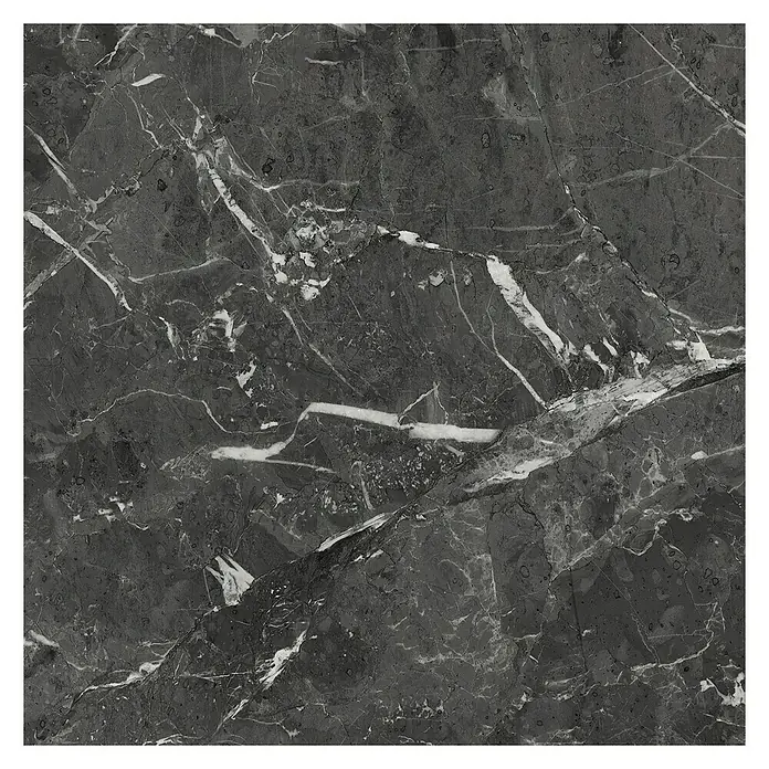 Resopal Premium Küchenarbeitsplatte nach Maß - Marmo Nero, Stärke: 3,8 cm, Breite: 63,5 cm - Dunkelgraue Marmorfliese mit feinen weißen Adern für elegante Innenräume.\n