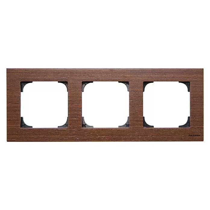Niessen Sky Marco - Wengué, Modelo de mecanismos: x 3, Plástico - Marco triple NIESSEN de madera marrón para instalaciones eléctricas.