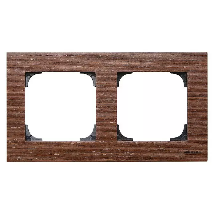 Niessen Sky Marco - Wengué, Modelo de mecanismos: x 2, Plástico - Marco eléctrico doble marrón oscuro con aspecto de madera.