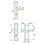 Abus Schutzbeschlag HLZS814 (Hauseingangstür, Messing, Türstärke: 52 - 72 mm, Drücker beidseitig, Form Schild: Eckig)