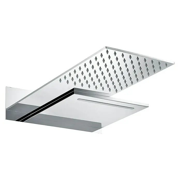 Imex Sistema de ducha Rodas - Con grifo termostático, Cromo - Rociador de ducha cuadrado con función de cascada, cromado y diseño moderno, para una experiencia de ducha de lujo.