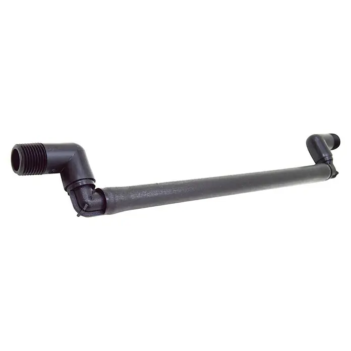 Tubo prolongador flexible con codo - 1 ud., Largo: 30 cm - Tubo de desagüe negro con conexiones roscadas y codos para instalaciones de fontanería o sistemas de drenaje.