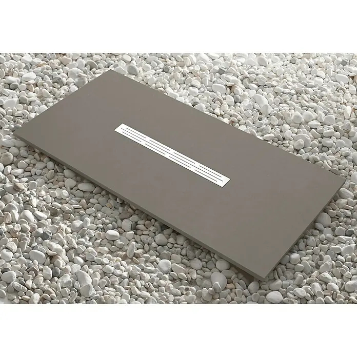 Camargue Plato de ducha Bering - L x An: 70 x 140 cm, Gris - Plato de ducha gris con desagüe alargado en aspecto de piedra. El plato de ducha se integra perfectamente en el baño moderno.
