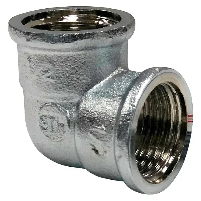 Codo H-H - Rosca interior: ½″, 90 °, Cromado - Codo de 90 grados niquelado, ideal para instalaciones de fontanería. Construcción duradera para conexiones de larga duración.