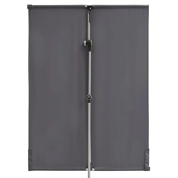 Doppler Active Balkonschirm - Anthrazit, Bespannungsmaß (L x B): 180 x 130 cm - Bild eines Sichtschutzrollos in neutralem Grau, ideal für Balkon oder Terrasse, mit zentraler Stange zur einfachen Bedienung.
