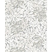 Marburg Casual Vliestapete Philodendron (Grau/Beige, Floral, 10,05 x 0,53 m)