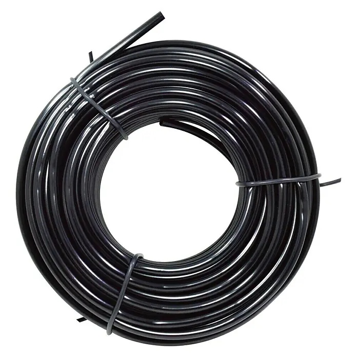 Tubo de instalación Micro goteo - 4 mm, 25 m, Negro - Bobina de tubo de riego negro, ideal para jardinería. El tubo está asegurado con bridas.