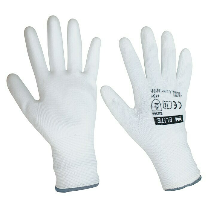 Mako Feinstrick-Handschuh Soft Grip (Größe: 8, Weiß)