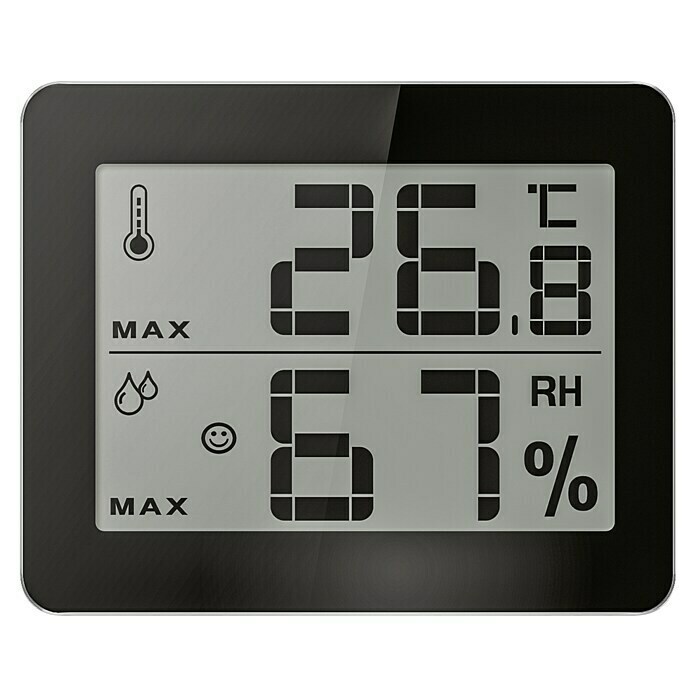 Technoline Thermometer WS 9450LC-Display, Batteriebetrieben, Schwarz, 10 x 1 x 8,1 cm Front View