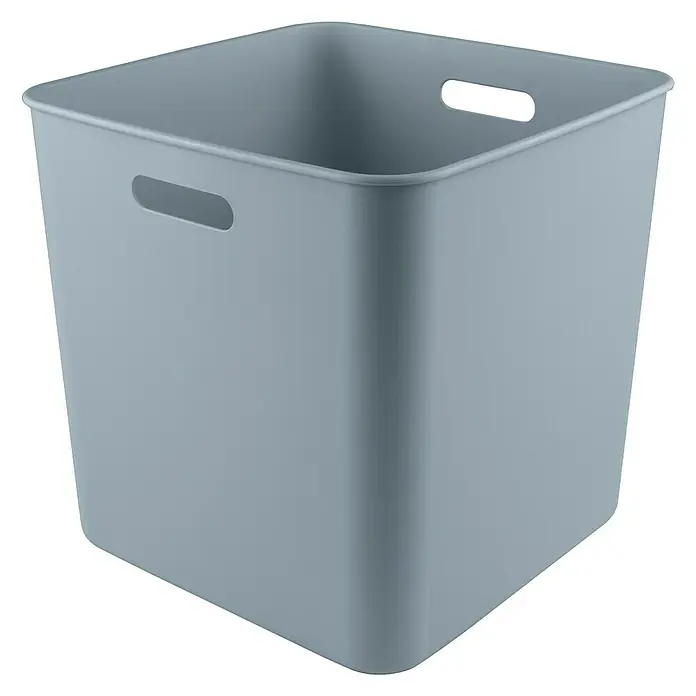 Sunware Sigma home Aufbewahrungsbox cube box - L x B x H: 31 x 31 x 31 cm, Kunststoff, Blau, 25 l - Graue Aufbewahrungsbox aus Kunststoff mit Griffen. Ideal für Ordnung im Haushalt und Büro, robust und stapelbar.
