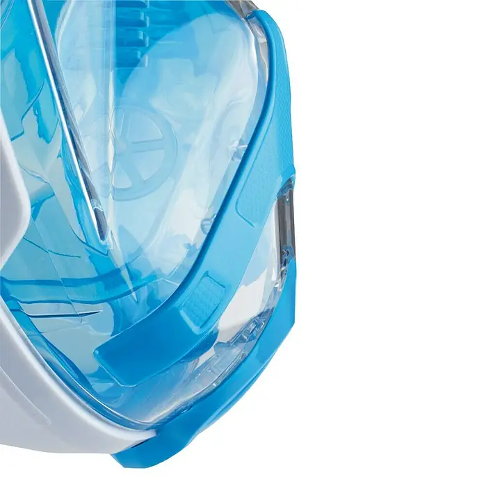 Seac Sub Máscara de Snorkel Mágica - L/XL, Plástico, Azul/Blanco - Primer plano de una máscara de snorkel azul con visera transparente y detalles blancos. Ideal para aventuras y exploración submarina.