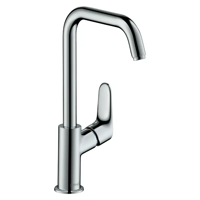 Hansgrohe Focus Waschtischarmatur 240 - Chrom, Glänzend - Ein schlichter, moderner Chrom-Wasserhahn mit klaren Linien und einem minimalistischen Design, perfekt für moderne Badezimmer und Küchen.
