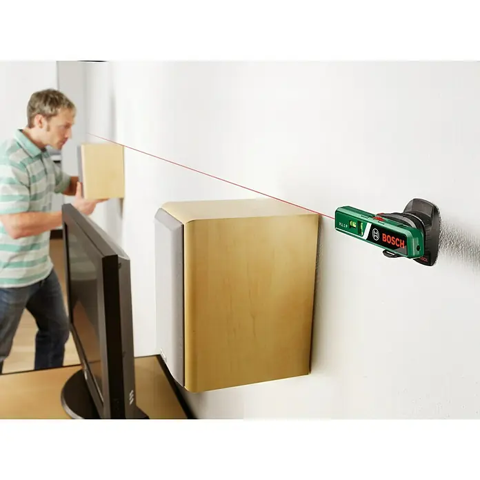 Bosch Nivel láser PLL1P - Zona de trabajo máx.: 5 m - El láser de líneas Bosch PLL 1 P proyecta una línea láser horizontal perfecta para una alineación precisa.