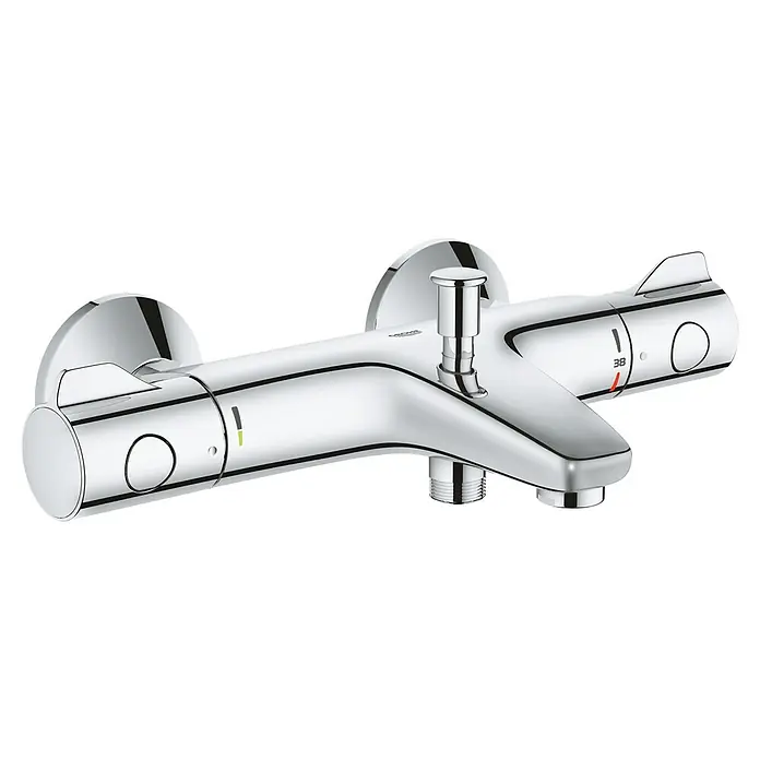 Grohe Wannenthermostat - Chrom, Glänzend - Die Grohe Thermostatbatterie für die Dusche bietet präzise Temperaturregelung und Verbrühschutz für ein sicheres Duscherlebnis.