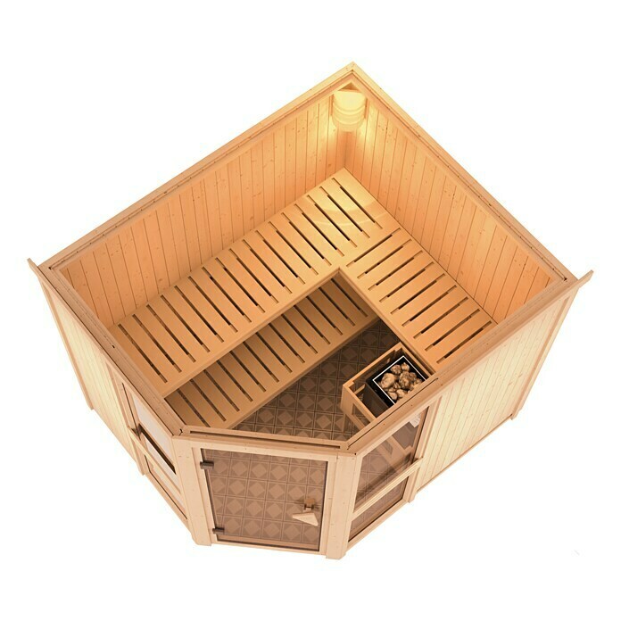 Karibu Systemsauna (Ohne Ofen, Ohne Dachkranz, 196 x 231 x 198 cm)