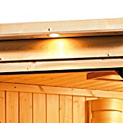 Karibu Systemsauna (Ohne Ofen, Mit Dachkranz und Beleuchtung, 151 x 151 x 198 cm)