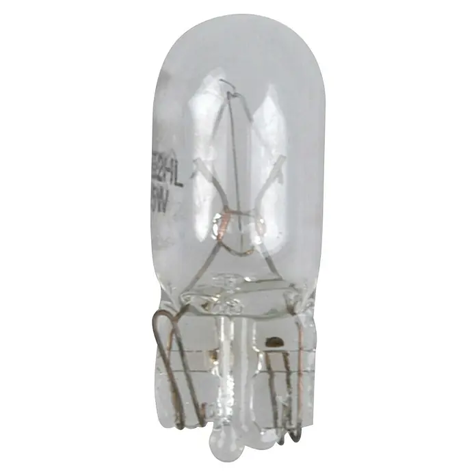 UniTEC Glassockellampe - W5W, 2 Stk. - Nahaufnahme einer transparenten 12V 5W Glühbirne für Kraftfahrzeuge, die eine klare Beleuchtungslösung bietet.