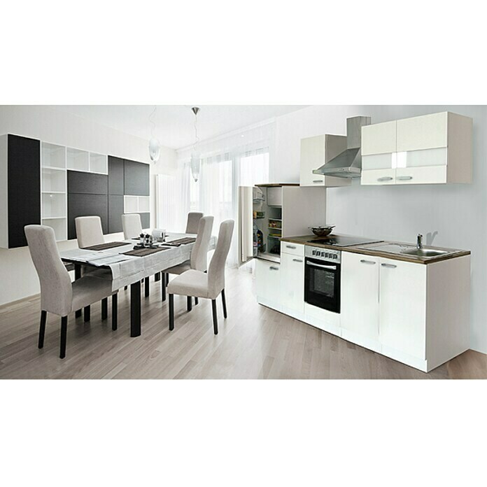 Respekta Composición de cocina (Ancho: 270 cm, Con dispositivos eléctricos, Blanco)
