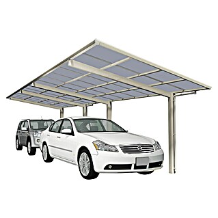Ximax Carport LINEA Tandem 80 (Außenmaß inkl. Dachüberstand (B x T): 2,73 x 9,83 m, Doppelcarport, Edelstahloptik, Schneelast: 100 kg/m²)
