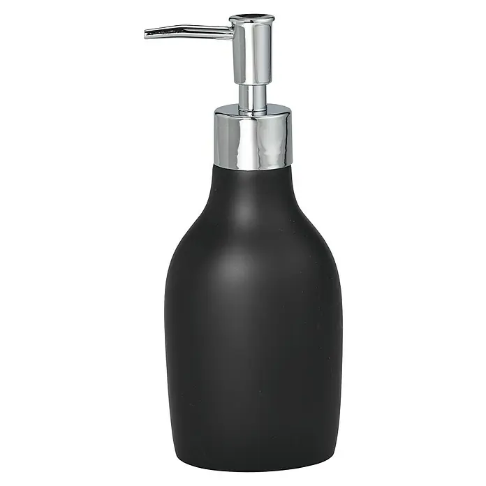 Venus Flakoni Dispensador de jabón - L x An x Al: 75 x 65 x 19 cm, Plástico, Negro - Dispensador de jabón negro con cabezal de bomba cromado brillante para accesorios de baño elegantes.